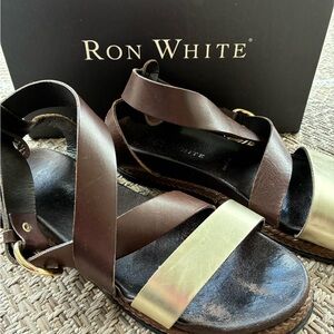 Women’s Brown & Gold Sandals Ron White 38 7.5